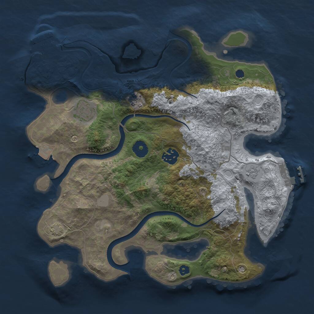 Rust Map: Procedural Map, Size: 3000, Seed: 2139052745, 8 Monuments