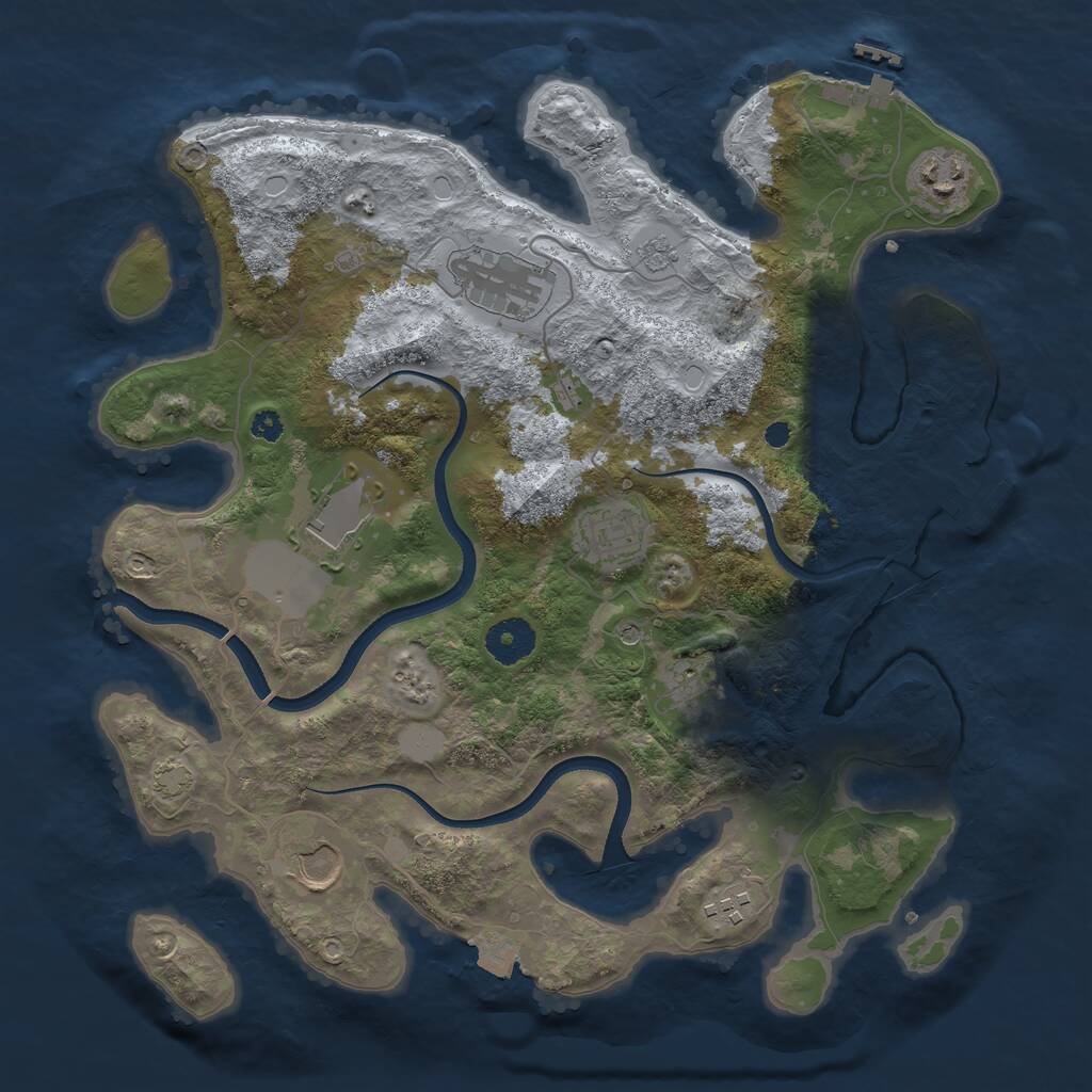 Rust Map: Procedural Map, Size: 3500, Seed: 1247141690, 13 Monuments