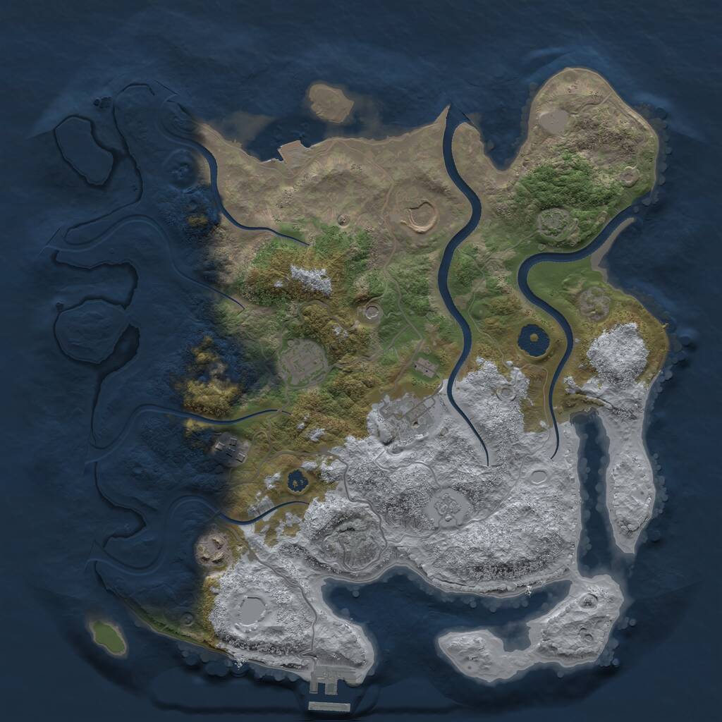 Rust Map: Procedural Map, Size: 3500, Seed: 1837426800, 10 Monuments