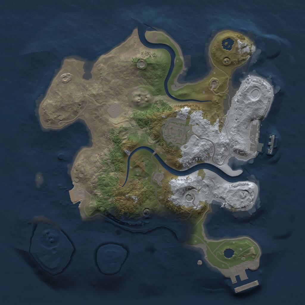Rust Map: Procedural Map, Size: 2500, Seed: 1014268166, 5 Monuments