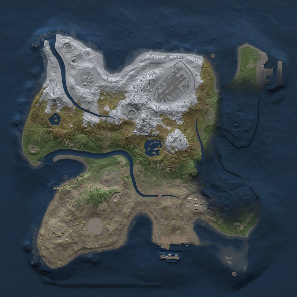 Rust Map: Procedural Map, Size: 2500, Seed: 587493, 9 Monuments