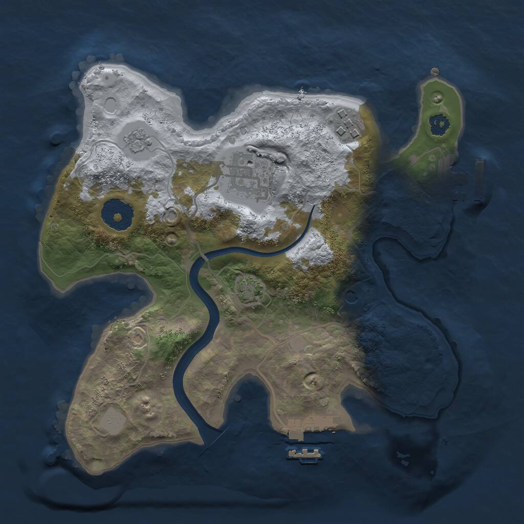 Rust Map: Procedural Map, Size: 2500, Seed: 587493, 8 Monuments