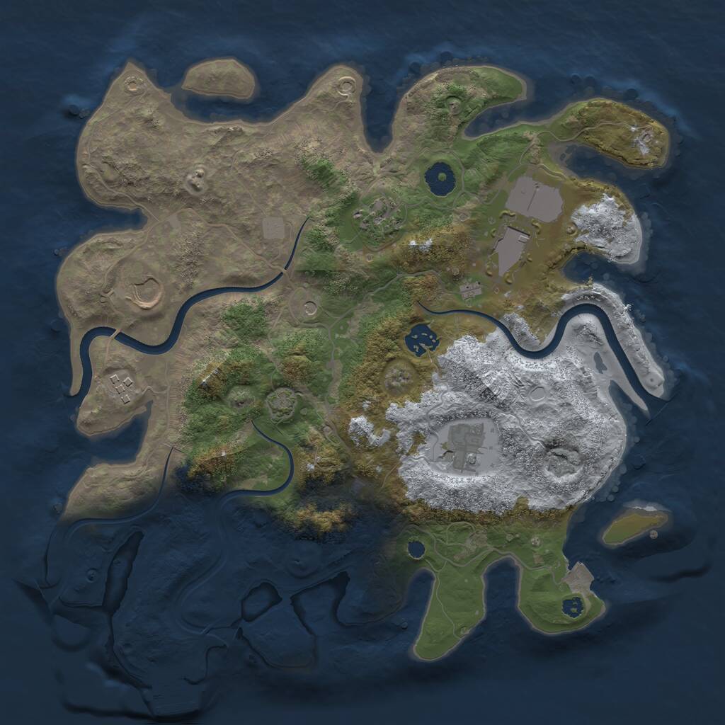 Rust Map: Procedural Map, Size: 3500, Seed: 677024077, 10 Monuments