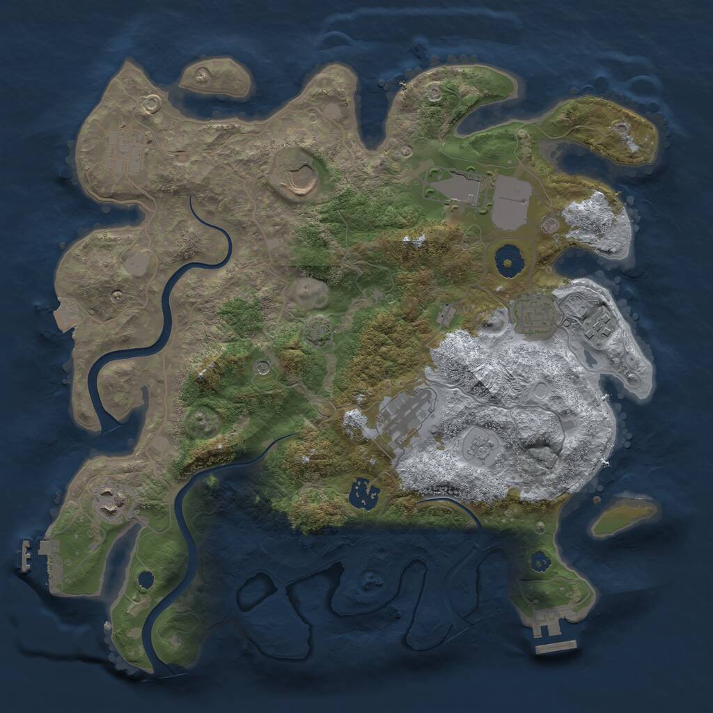 Rust Map: Procedural Map, Size: 3500, Seed: 677024077, 14 Monuments