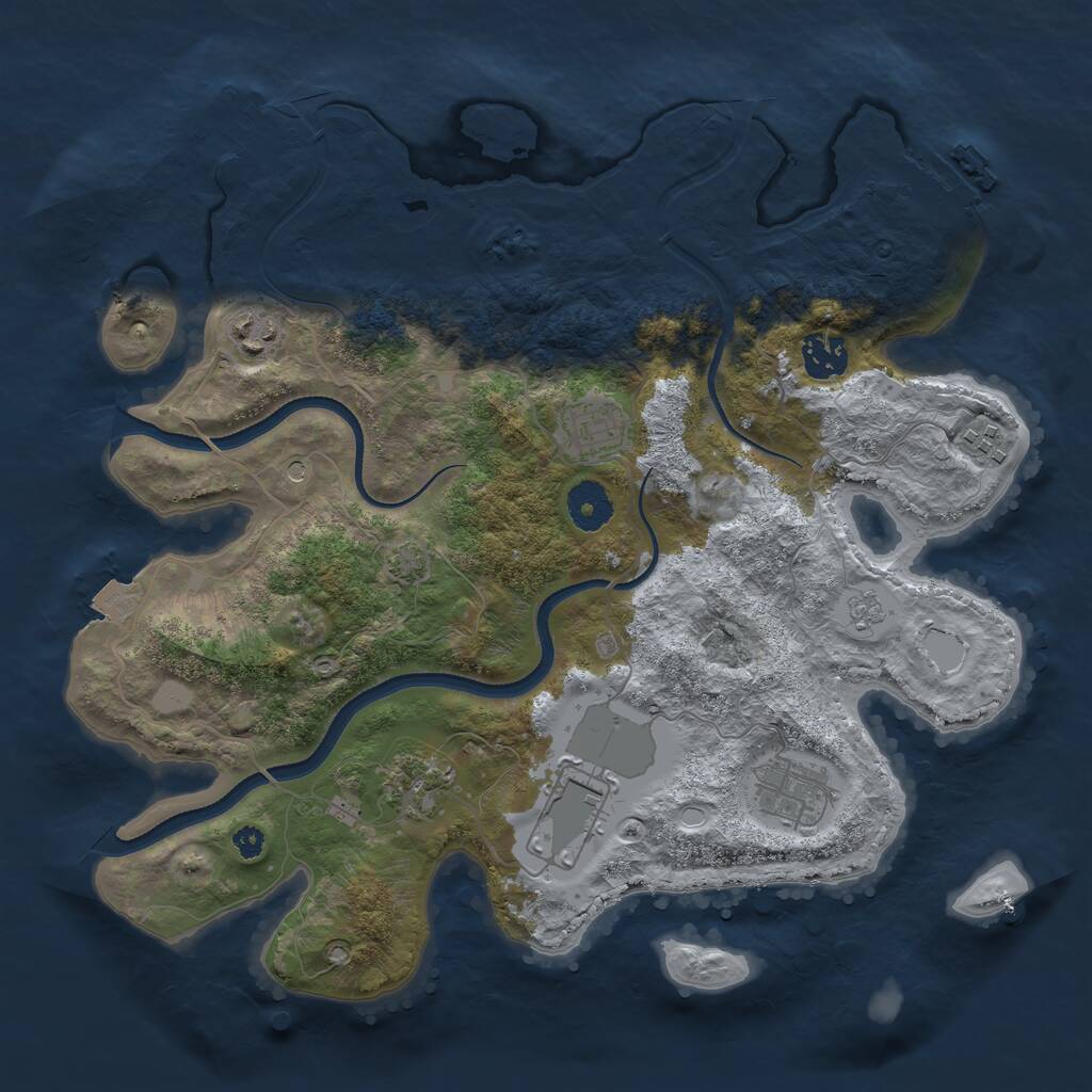 Rust Map: Procedural Map, Size: 3500, Seed: 121049537, 13 Monuments