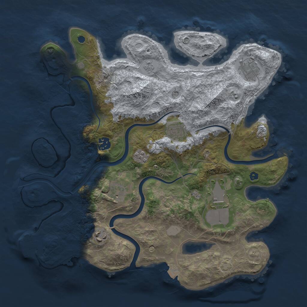 Rust Map: Procedural Map, Size: 3500, Seed: 1065774295, 12 Monuments