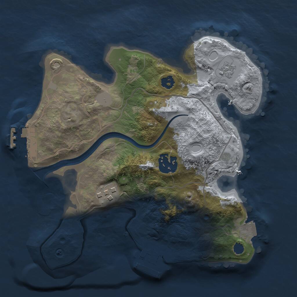 Rust Map: Procedural Map, Size: 2250, Seed: 1067990916, 6 Monuments