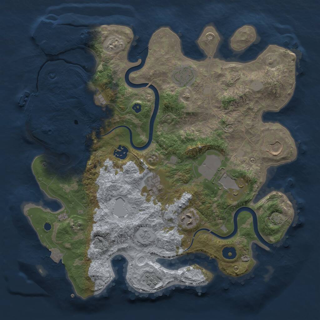 Rust Map: Procedural Map, Size: 3500, Seed: 536058129, 13 Monuments