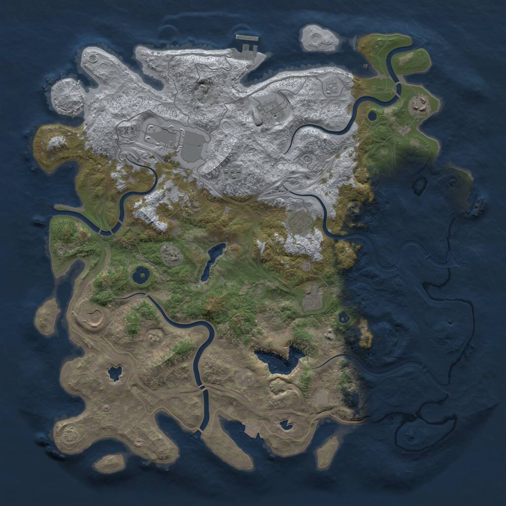 Rust Map: Procedural Map, Size: 4500, Seed: 1328008409, 14 Monuments