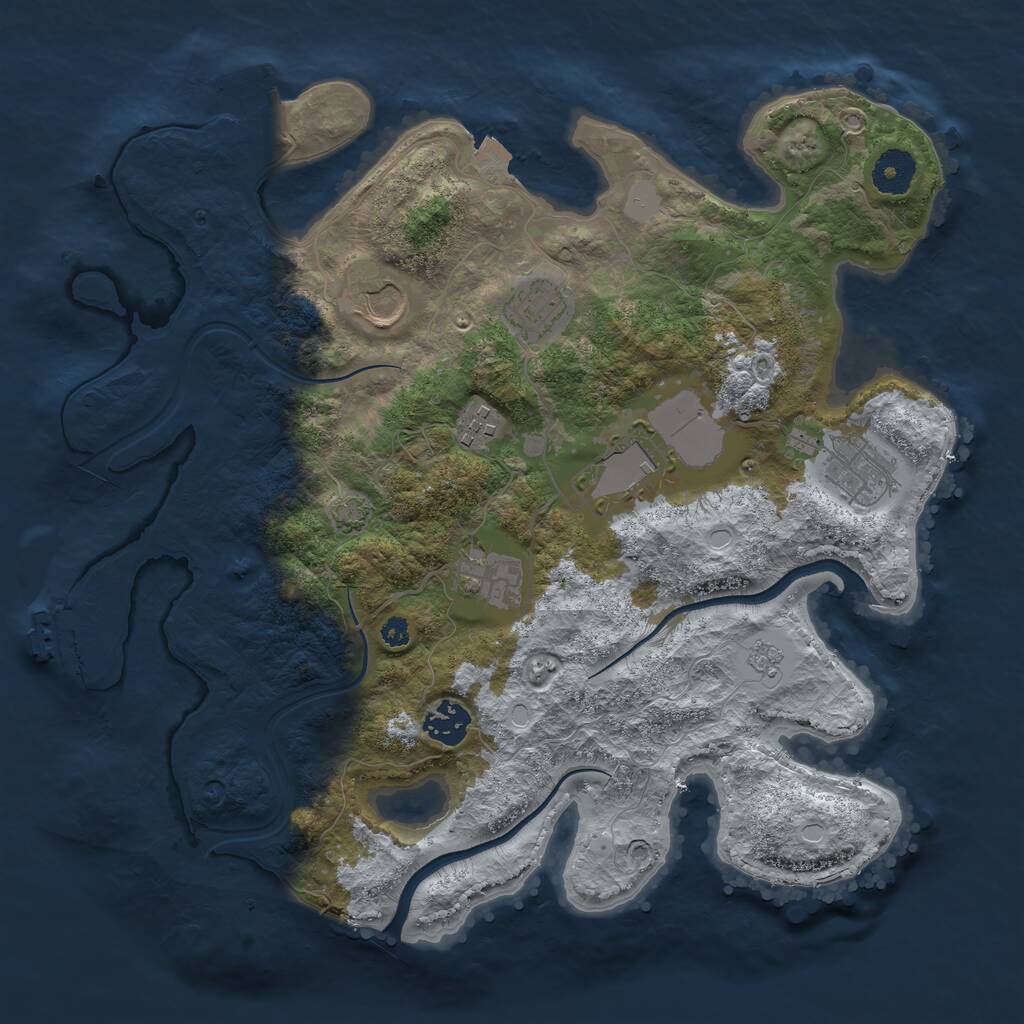 Rust Map: Procedural Map, Size: 3500, Seed: 18968, 12 Monuments
