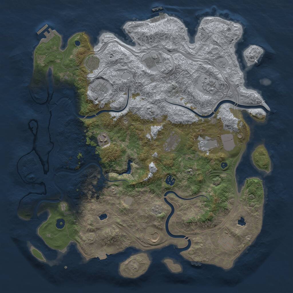 Rust Map: Procedural Map, Size: 4500, Seed: 237118438, 17 Monuments
