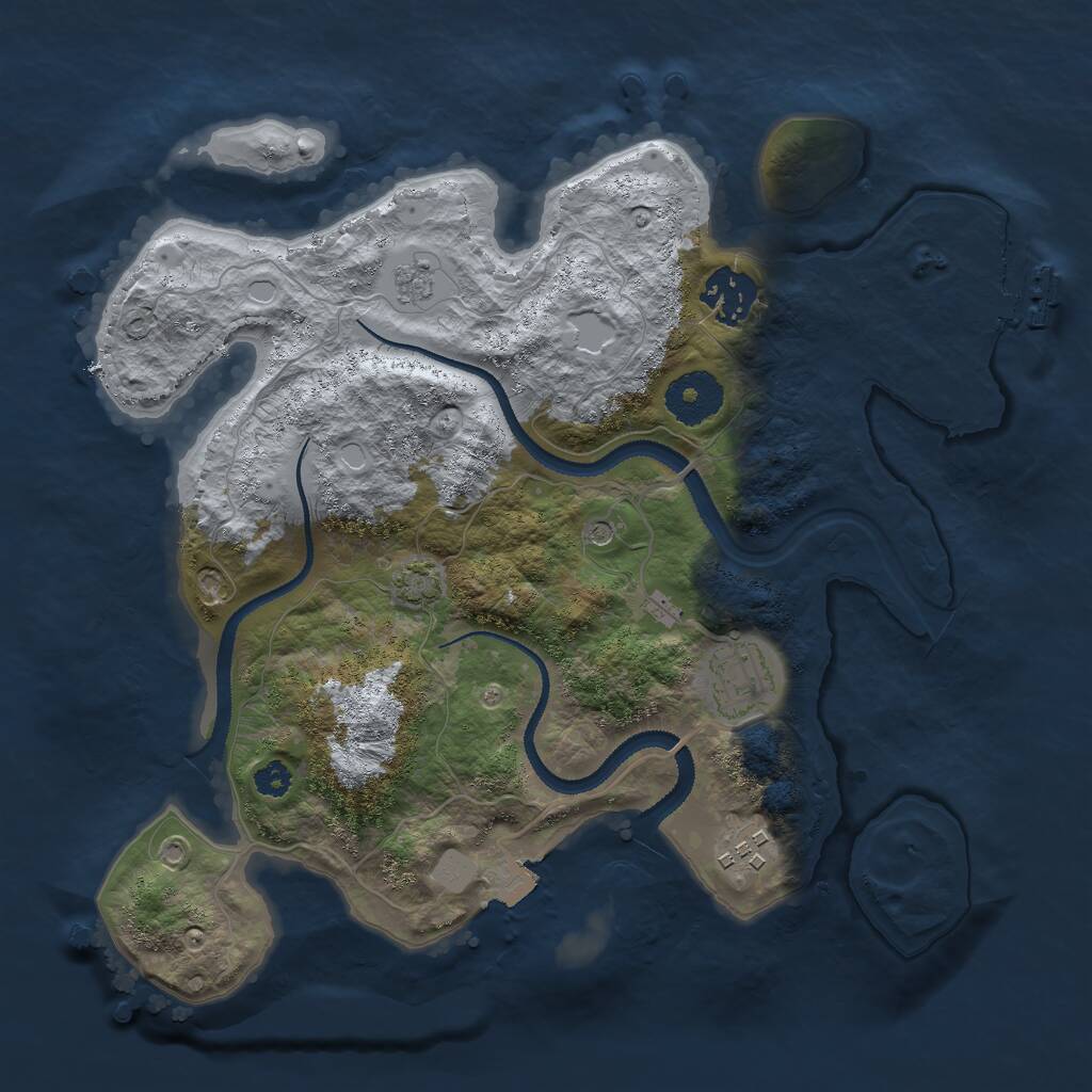 Rust Map: Procedural Map, Size: 3000, Seed: 1987475276, 8 Monuments