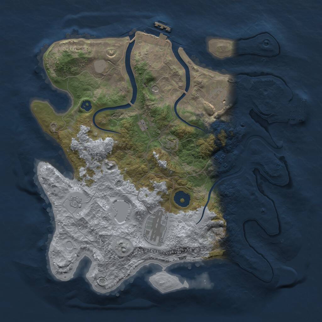 Rust Map: Procedural Map, Size: 3000, Seed: 1411047477, 9 Monuments
