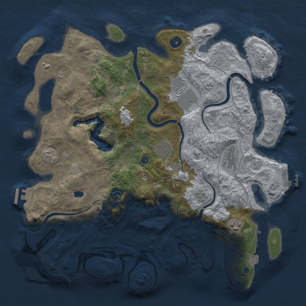 Rust Map: Procedural Map, Size: 4000, Seed: 32541, 12 Monuments