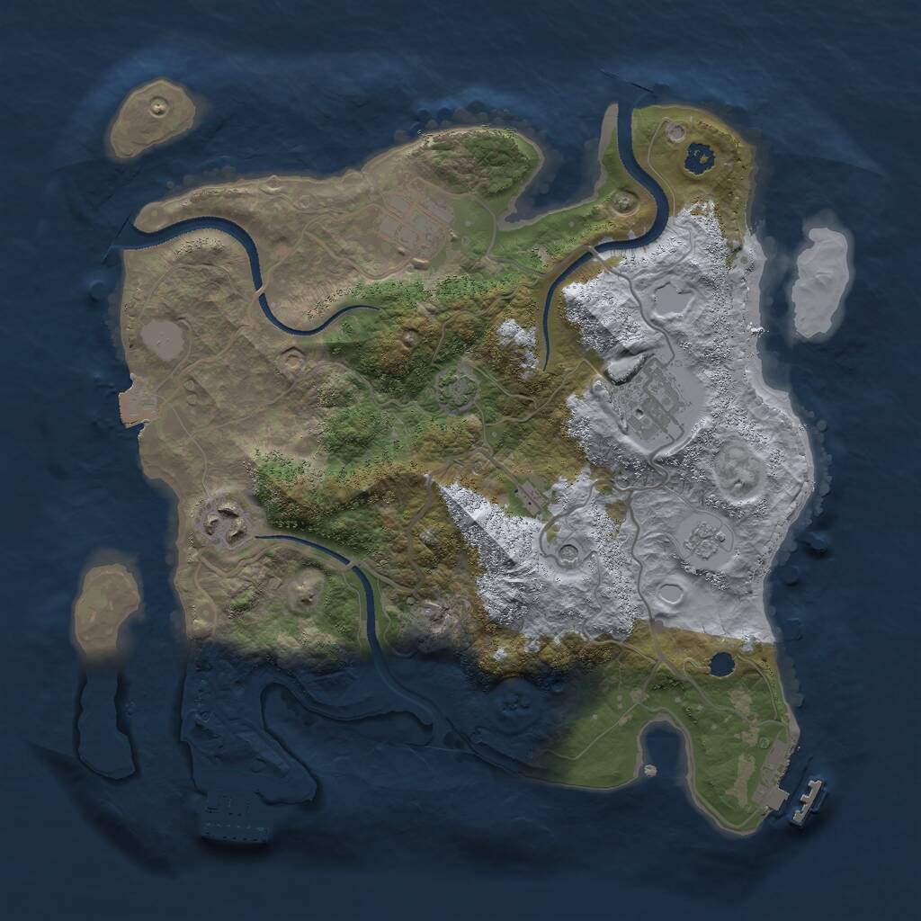 Rust Map: Procedural Map, Size: 3000, Seed: 1766894647, 9 Monuments