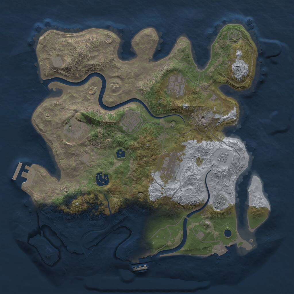 Rust Map: Procedural Map, Size: 3244, Seed: 4, 11 Monuments