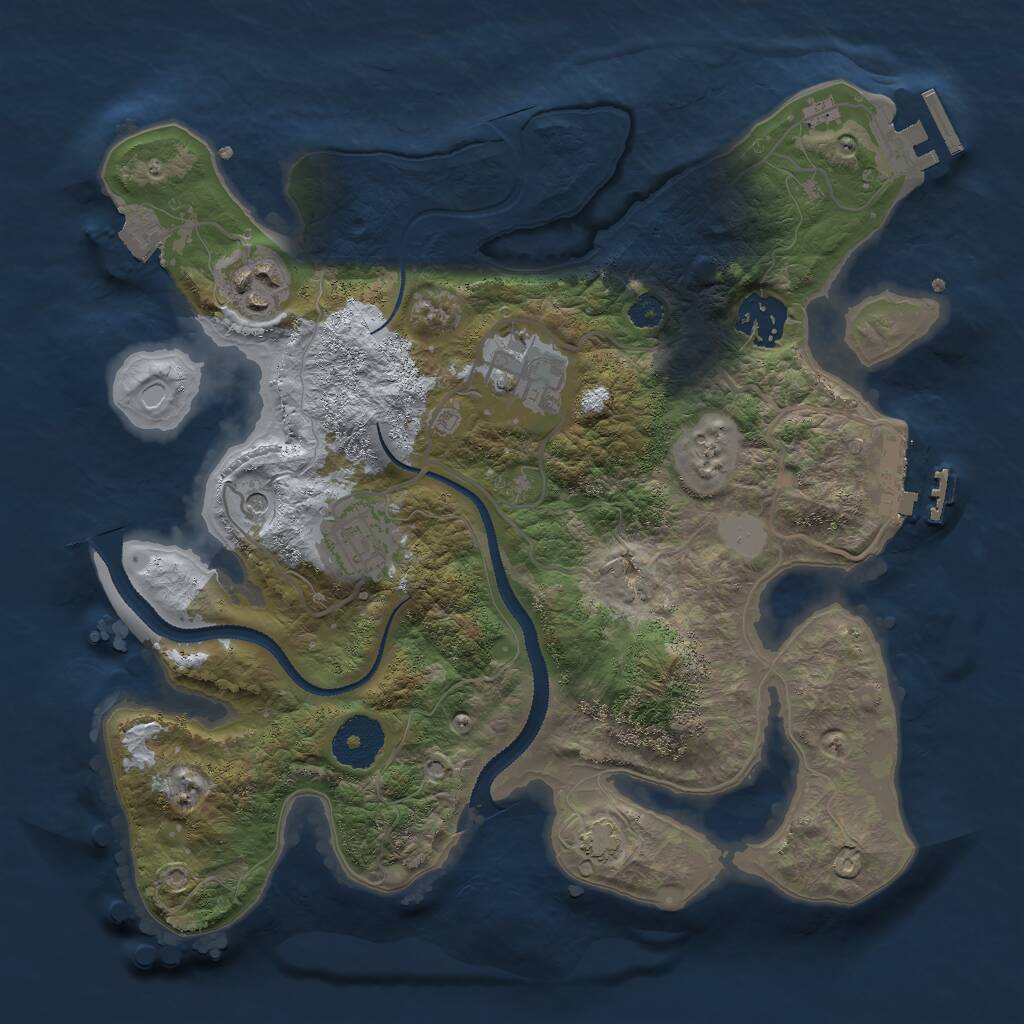 Rust Map: Procedural Map, Size: 3000, Seed: 31179693, 9 Monuments