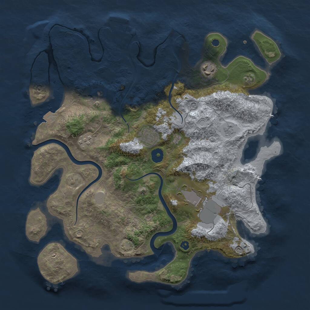 Rust Map: Procedural Map, Size: 3500, Seed: 1963649385, 10 Monuments