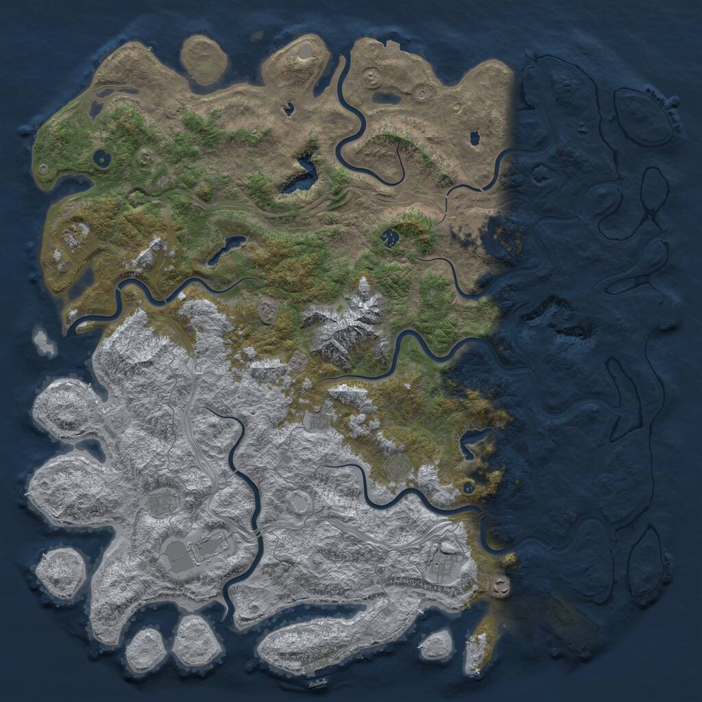 Rust Map: Procedural Map, Size: 6000, Seed: 4732, 16 Monuments