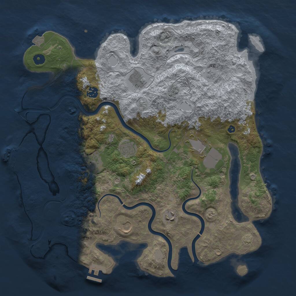 Rust Map: Procedural Map, Size: 3950, Seed: 1575499653, 14 Monuments