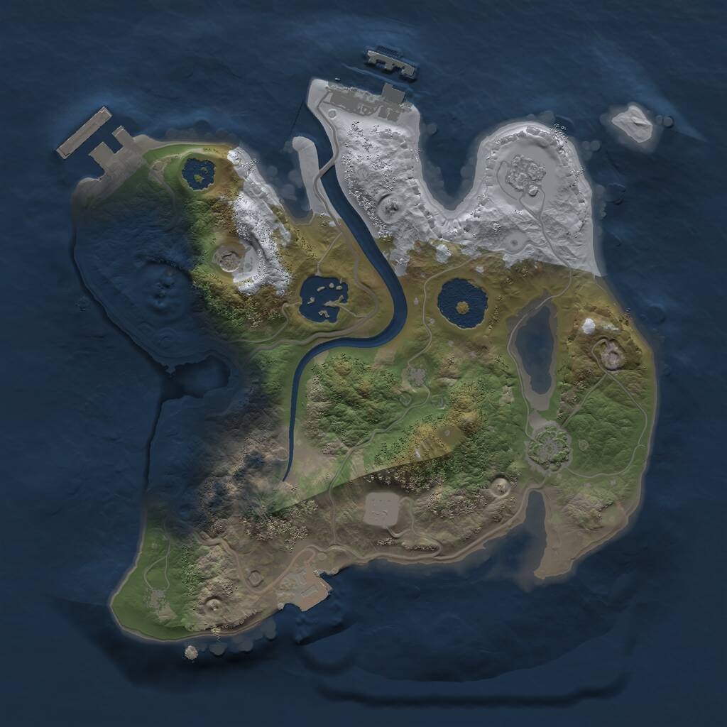 Rust Map: Procedural Map, Size: 2250, Seed: 48382, 7 Monuments