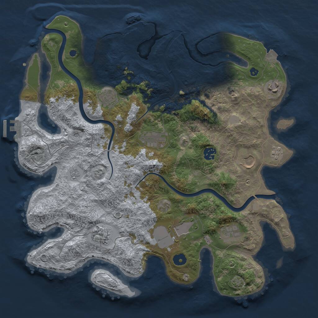 Rust Map: Procedural Map, Size: 3750, Seed: 2098559935, 15 Monuments