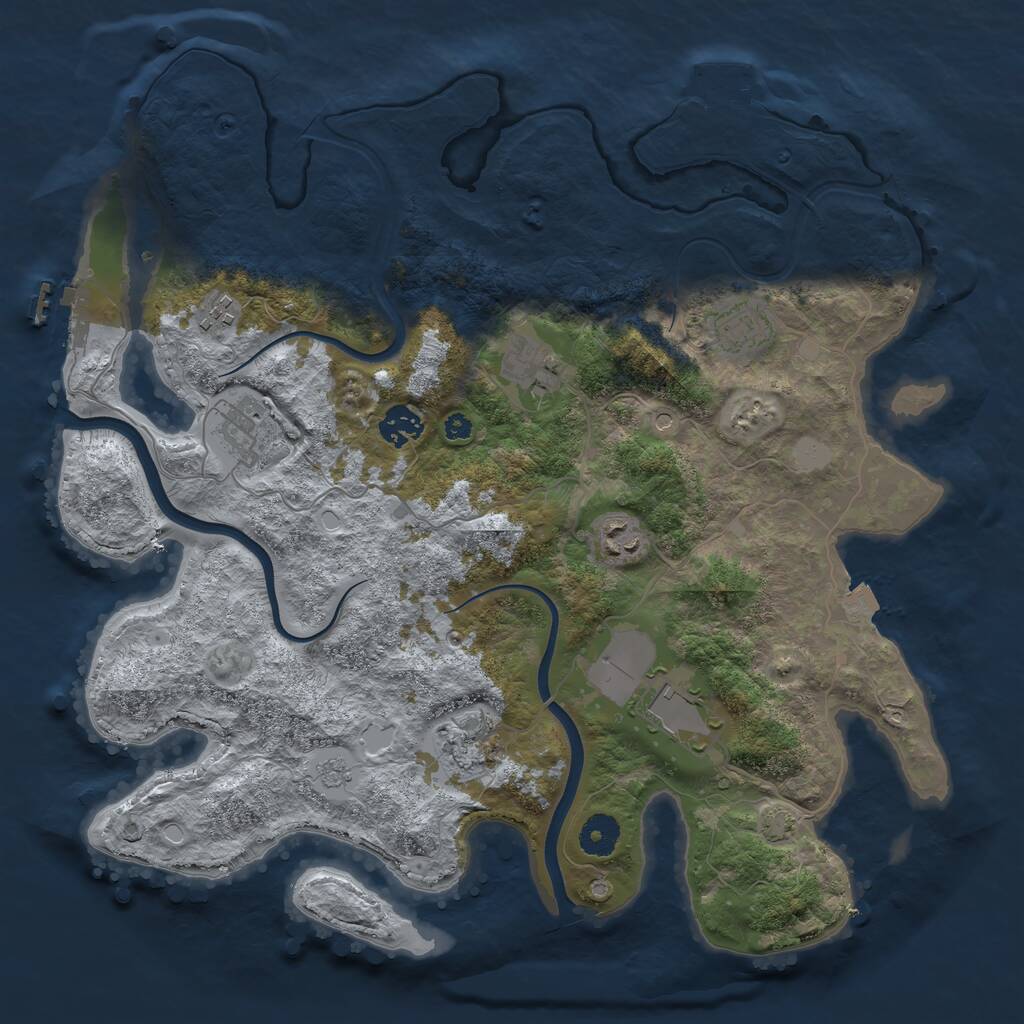 Rust Map: Procedural Map, Size: 3750, Seed: 2098559935, 14 Monuments