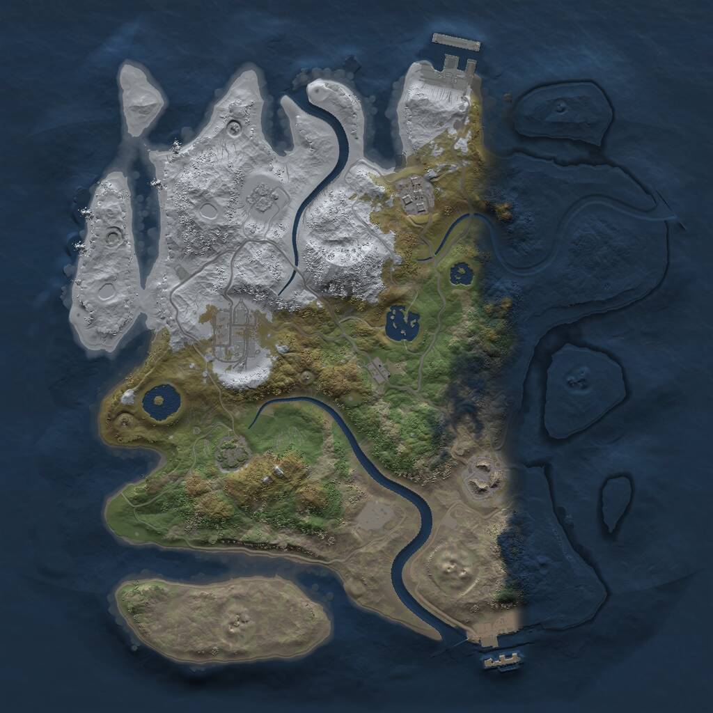 Rust Map: Procedural Map, Size: 3000, Seed: 143846807, 9 Monuments