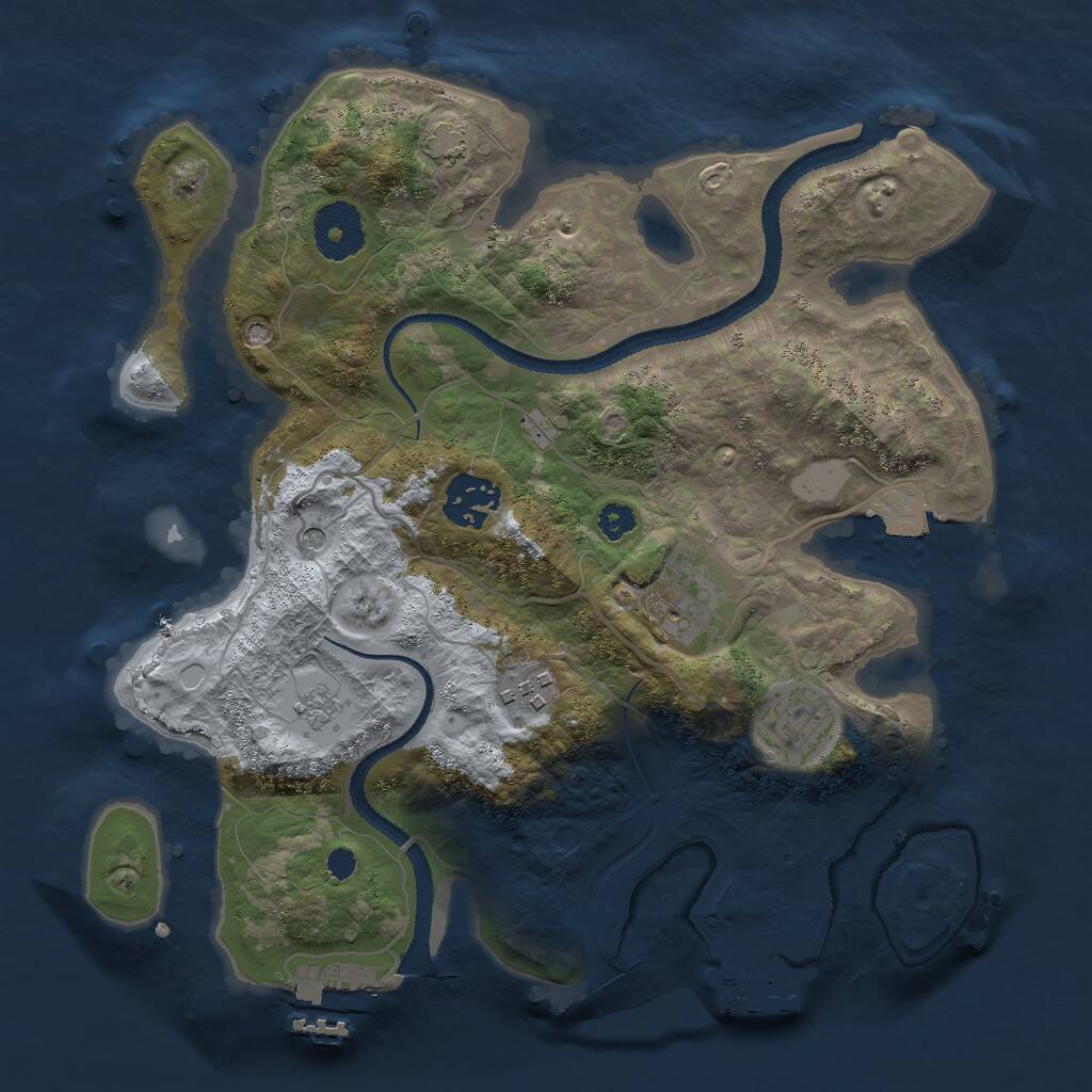Rust Map: Procedural Map, Size: 3000, Seed: 12334, 10 Monuments