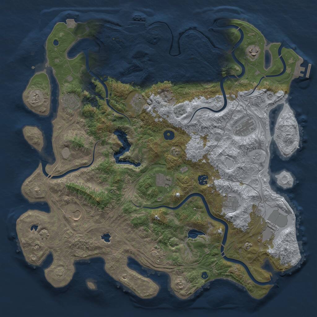 Rust Map: Procedural Map, Size: 4500, Seed: 343026063, 17 Monuments