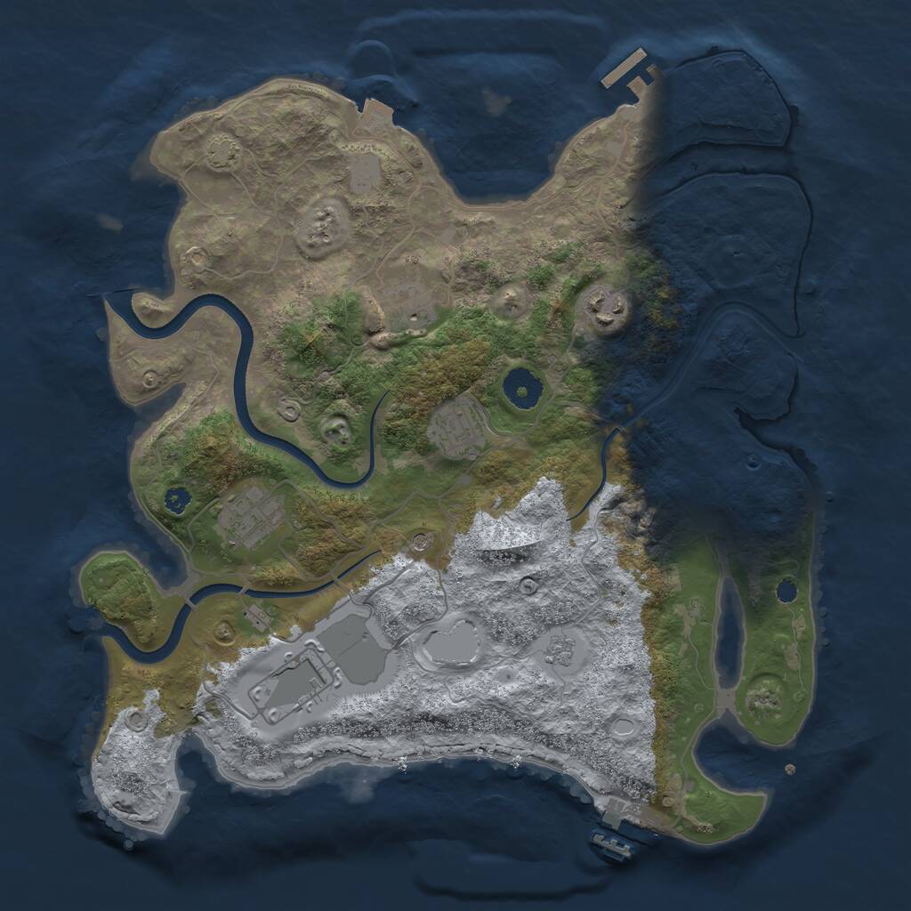 Rust Map: Procedural Map, Size: 3500, Seed: 123789654, 11 Monuments