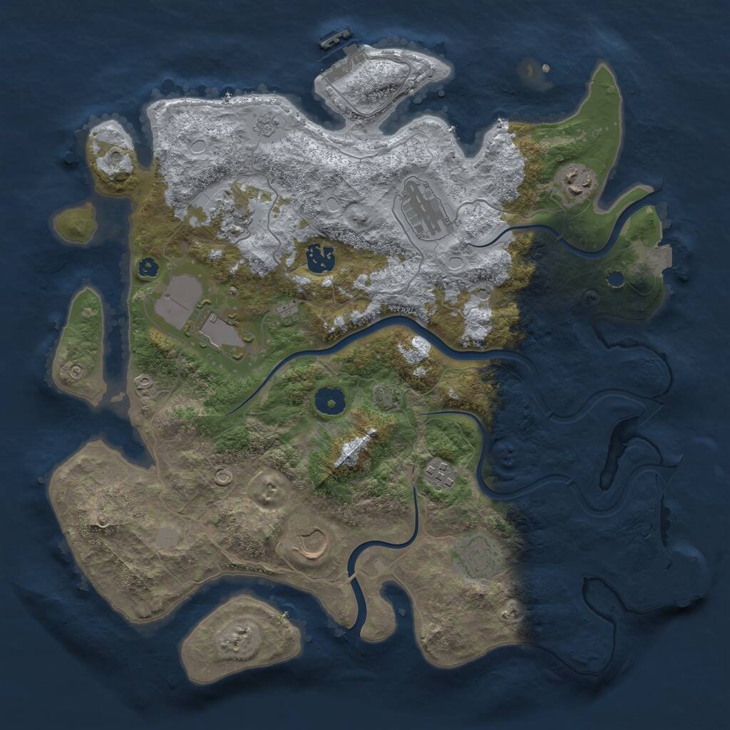 Rust Map: Procedural Map, Size: 3700, Seed: 926200939, 14 Monuments