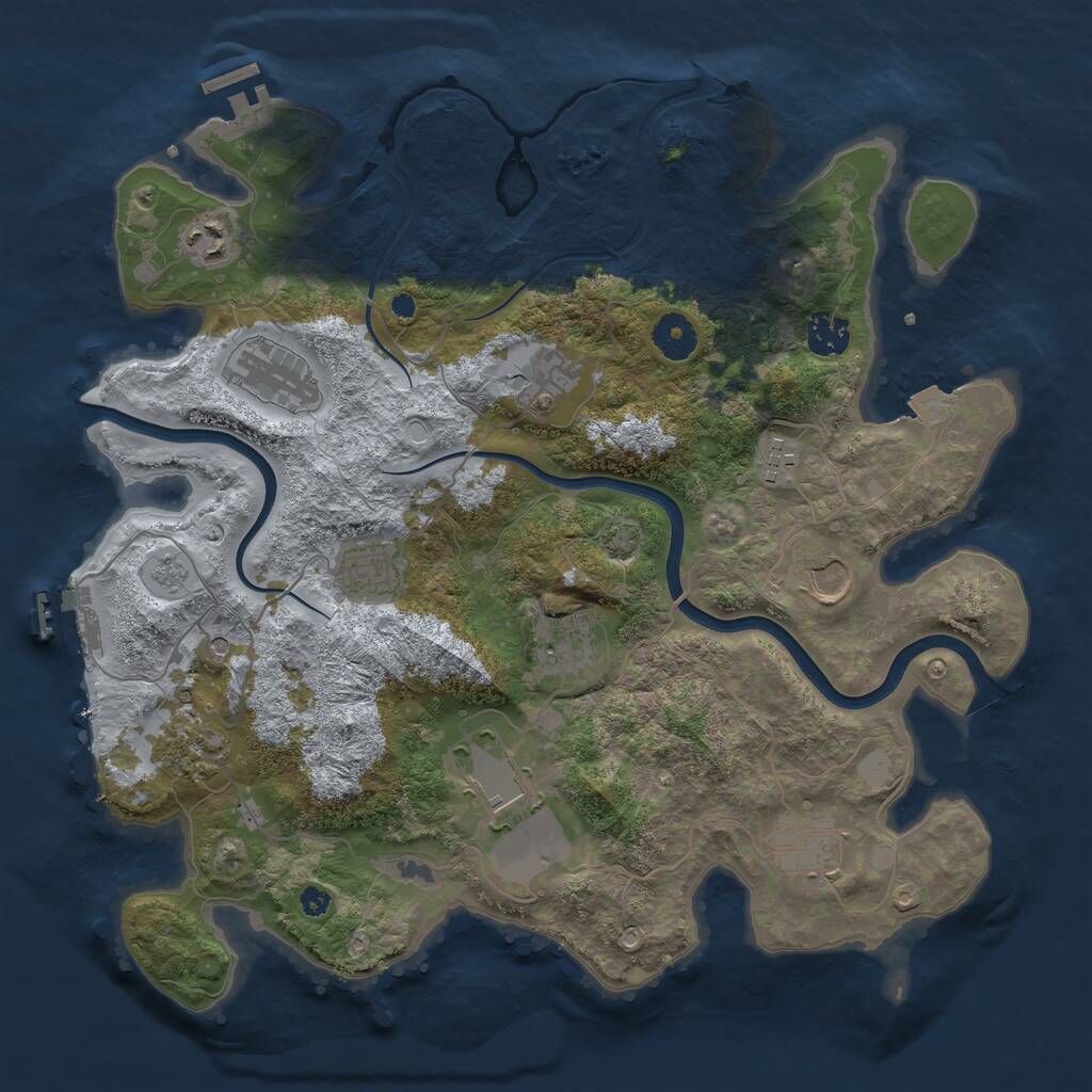 Rust Map: Procedural Map, Size: 3700, Seed: 75913507, 17 Monuments