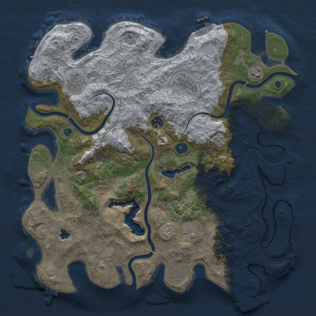 Rust Map: Procedural Map, Size: 4096, Seed: 2048537363, 13 Monuments