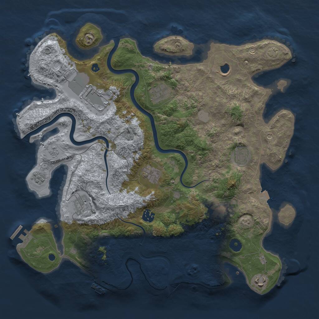 Rust Map: Procedural Map, Size: 3850, Seed: 585058, 16 Monuments