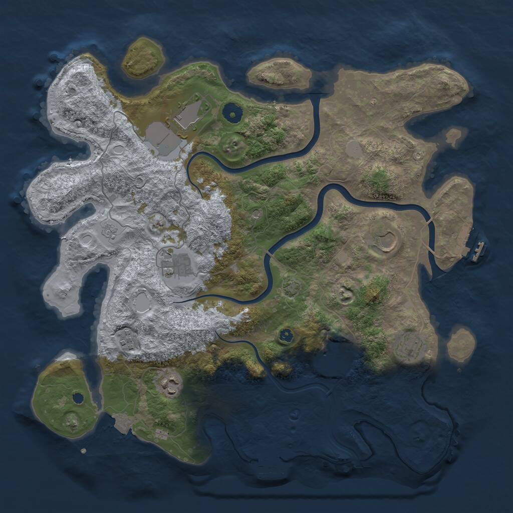 Rust Map: Procedural Map, Size: 3850, Seed: 585058, 13 Monuments