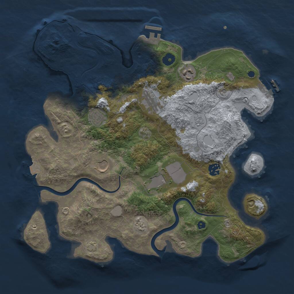 Rust Map: Procedural Map, Size: 3600, Seed: 497519, 12 Monuments