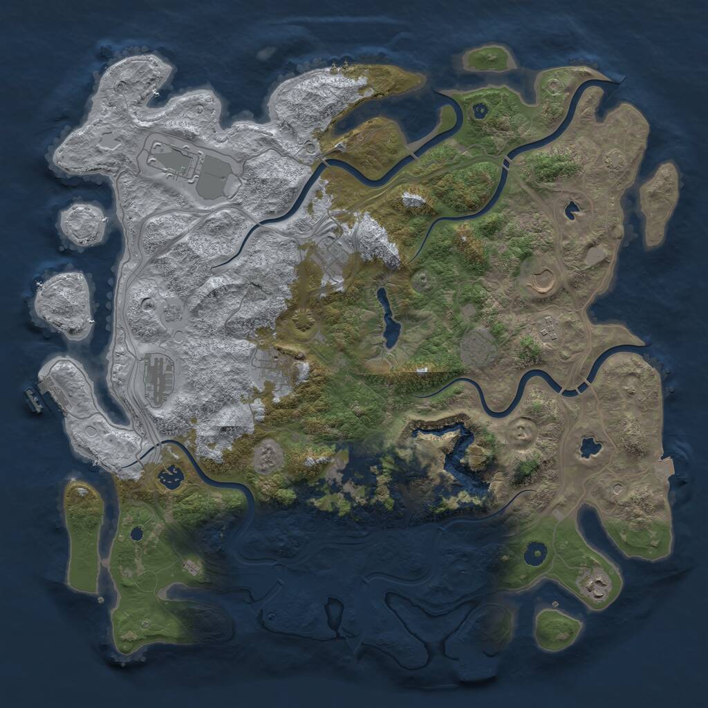 Rust Map: Procedural Map, Size: 4500, Seed: 2089816597, 16 Monuments