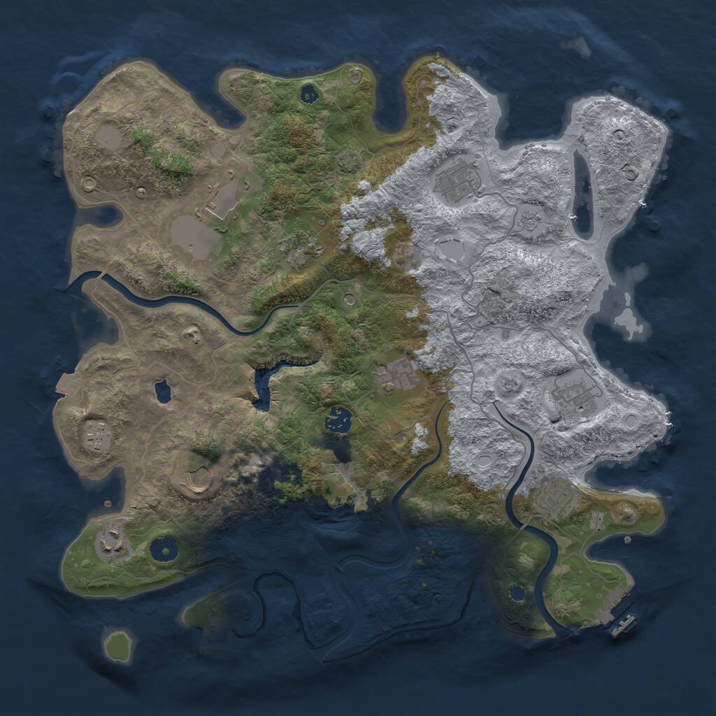 Rust Map: Procedural Map, Size: 4000, Seed: 1729181934, 16 Monuments