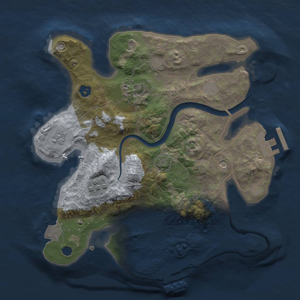 Rust Map: Procedural Map, Size: 2500, Seed: 66666666, 8 Monuments