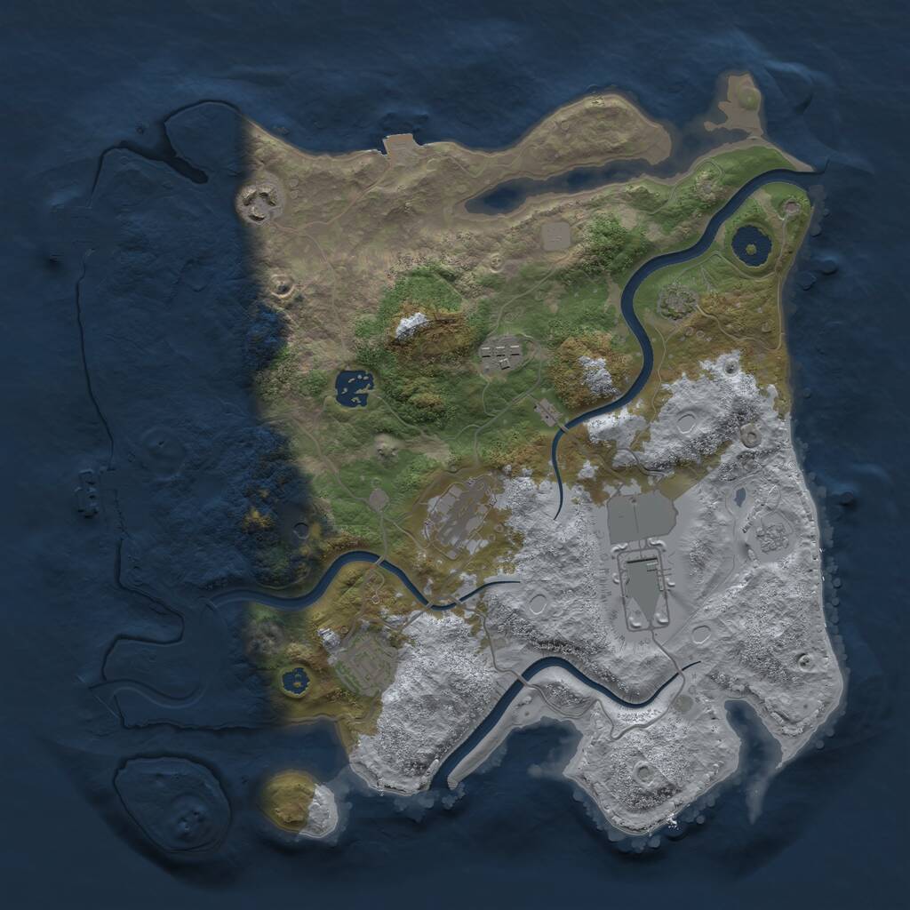 Rust Map: Procedural Map, Size: 3500, Seed: 550653252, 12 Monuments