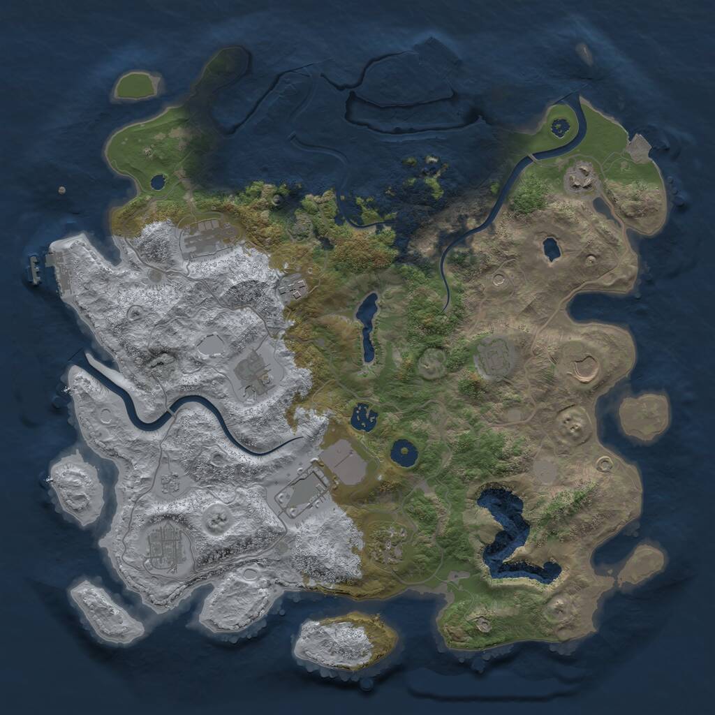 Rust Map: Procedural Map, Size: 4000, Seed: 11120249, 16 Monuments