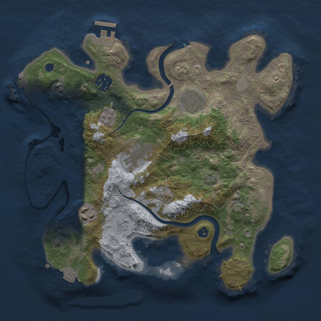 Rust Map: Procedural Map, Size: 3000, Seed: 15075, 11 Monuments