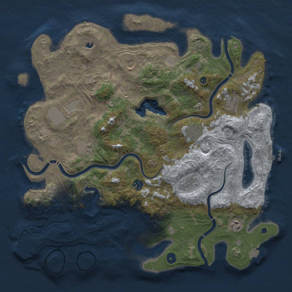 Rust Map: Procedural Map, Size: 4250, Seed: 913417100, 15 Monuments