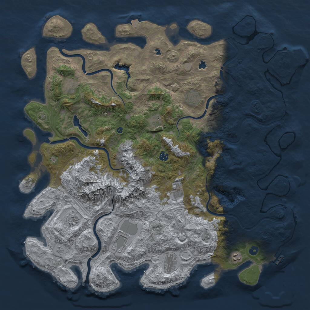 Rust Map: Procedural Map, Size: 5000, Seed: 681141485, 16 Monuments