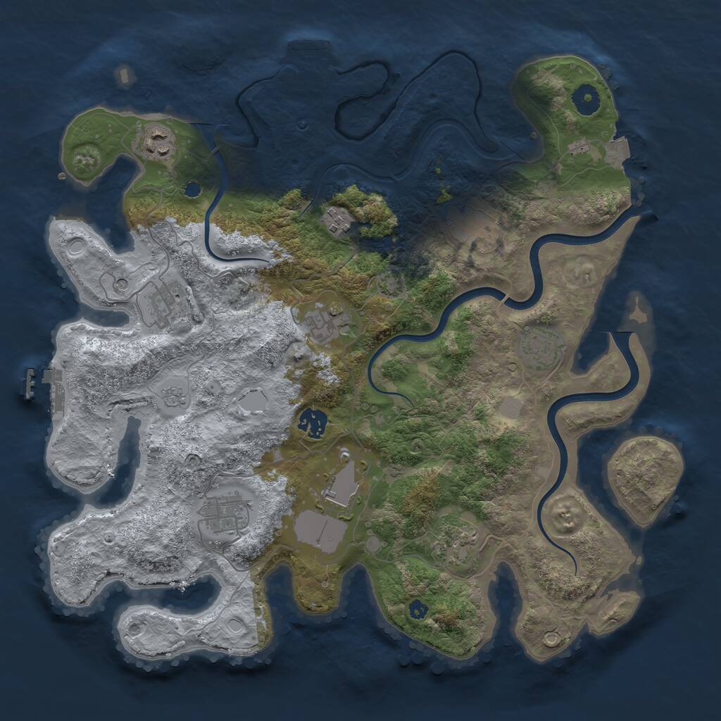 Rust Map: Procedural Map, Size: 3750, Seed: 1095118138, 16 Monuments
