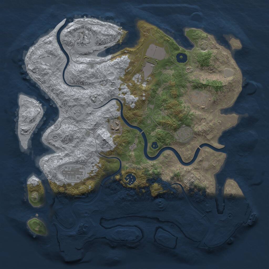 Rust Map: Procedural Map, Size: 3750, Seed: 1108754642, 14 Monuments