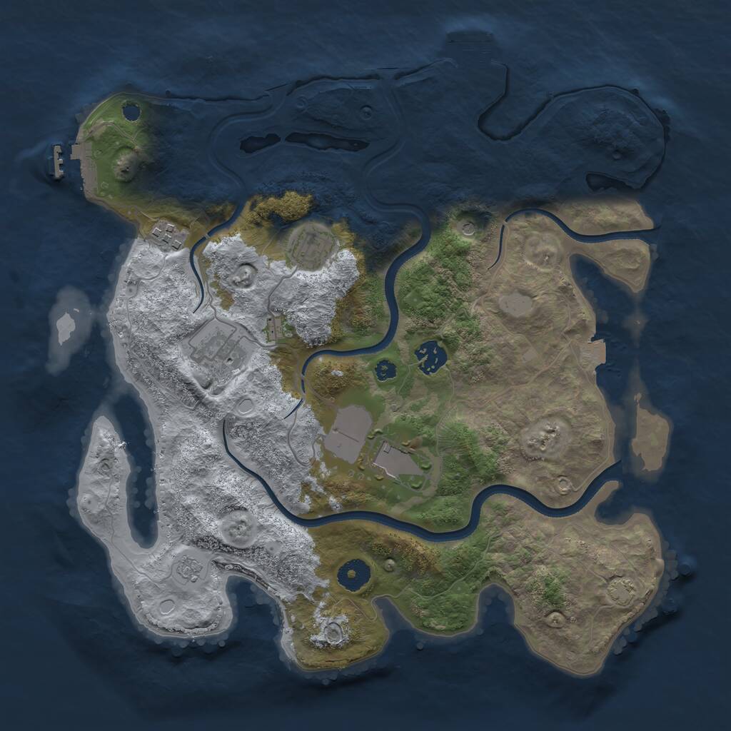 Rust Map: Procedural Map, Size: 3500, Seed: 1935220447, 11 Monuments