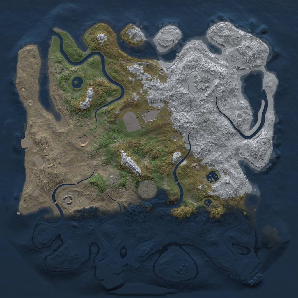 Rust Map: Procedural Map, Size: 3900, Seed: 385809852, 13 Monuments