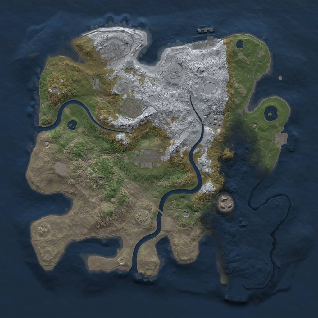 Rust Map: Procedural Map, Size: 3250, Seed: 466435977, 11 Monuments